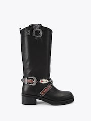 Kurt Geiger London Black Western Mid Biker Boots - Image 1 of 4