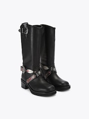Kurt Geiger London Black Western Mid Biker Boots - Image 2 of 4