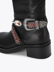 Kurt Geiger London Black Western Mid Biker Boots - Image 4 of 4