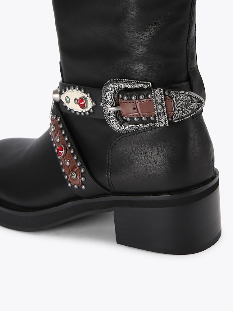 Kurt Geiger London Black Western Mid Biker Boots - Image 4 of 4 Kurt Geiger London Black Western Mid Biker Boots - Image 4 of 4