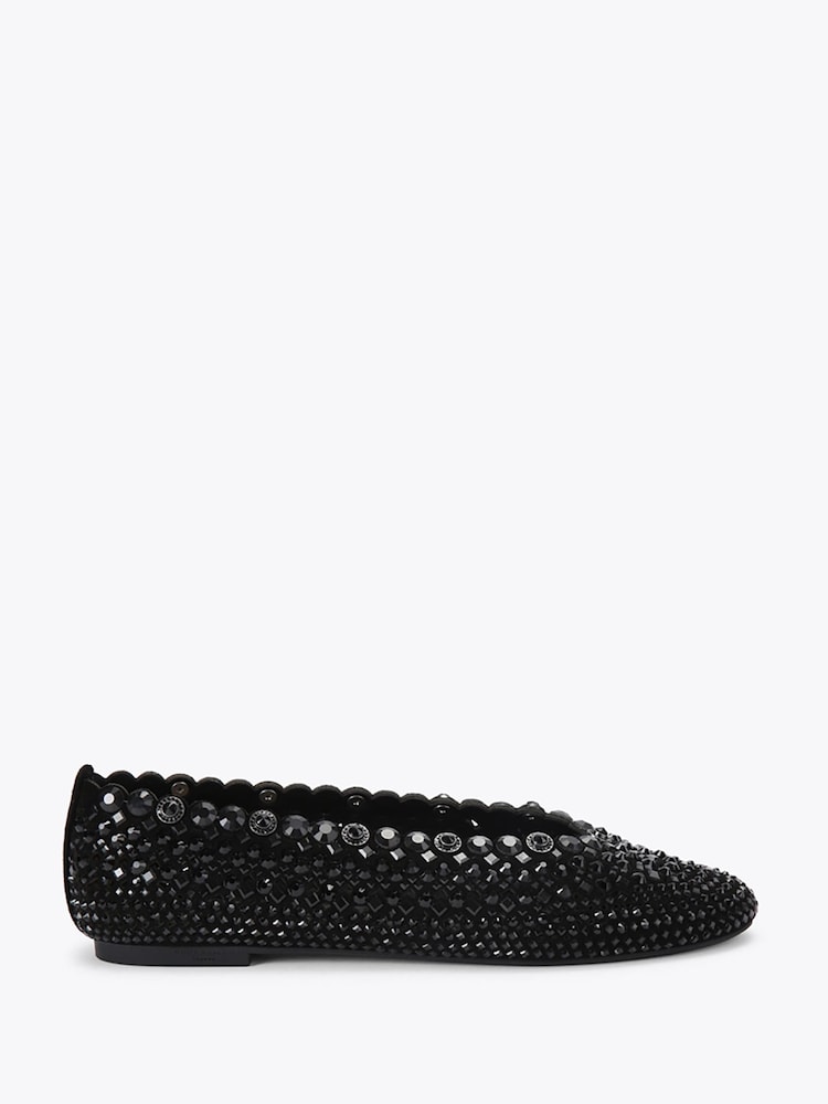 Kurt Geiger London Black Jewel Perf Ballerina Shoes - Image 1 of 5 Kurt Geiger London Black Jewel Perf Ballerina Shoes - Image 1 of 5