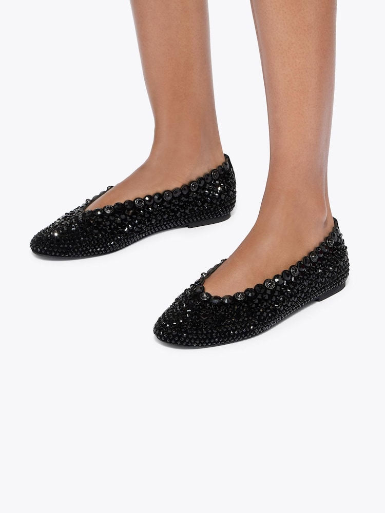 Kurt Geiger London Black Jewel Perf Ballerina Shoes - Image 2 of 5 Kurt Geiger London Black Jewel Perf Ballerina Shoes - Image 2 of 5