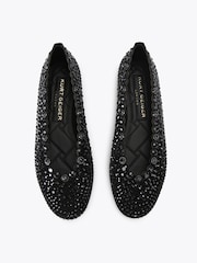Kurt Geiger London Black Jewel Perf Ballerina Shoes - Image 3 of 5