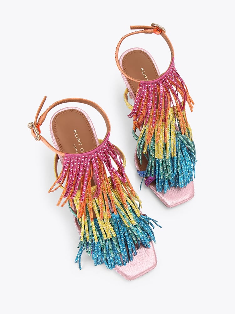 Kurt Geiger London Pink Fringe Sandals - Image 2 of 4 Kurt Geiger London Pink Fringe Sandals - Image 2 of 4