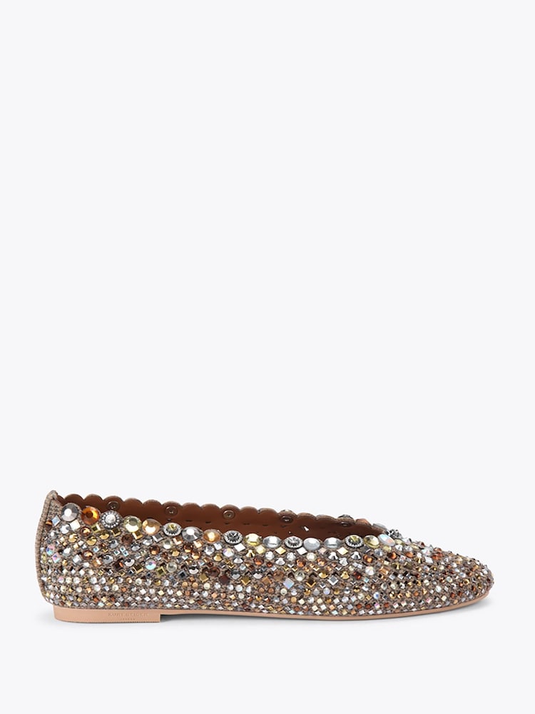 Kurt Geiger London Cream Jewel Perf Ballerina Shoes - Image 1 of 5 Kurt Geiger London Cream Jewel Perf Ballerina Shoes - Image 1 of 5