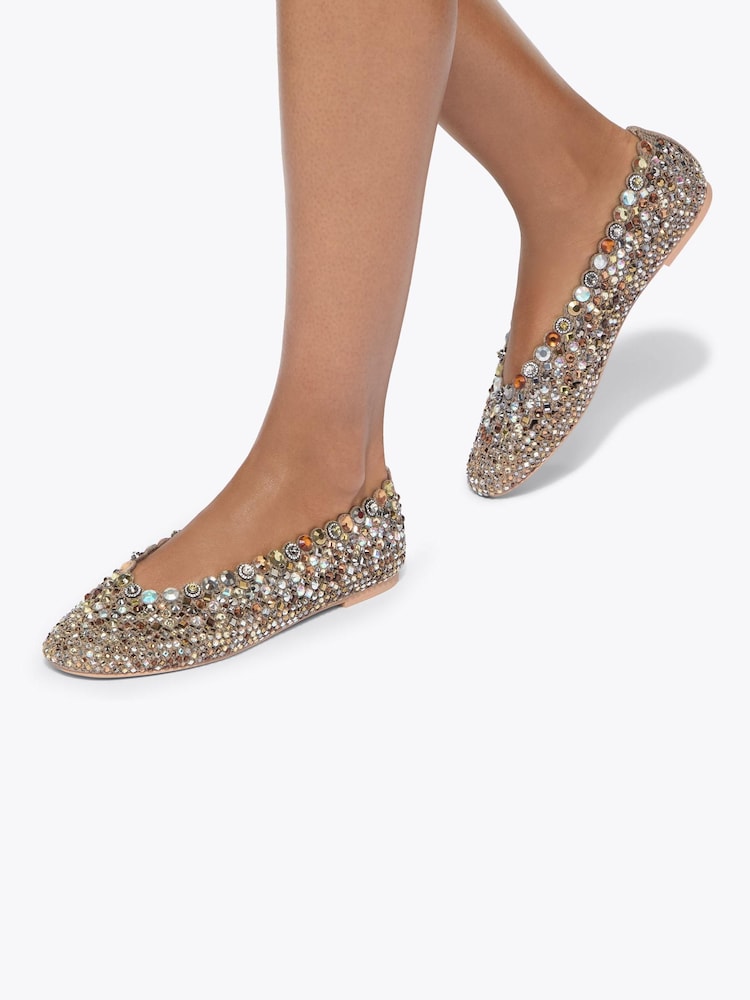 Kurt Geiger London Cream Jewel Perf Ballerina Shoes - Image 2 of 5 Kurt Geiger London Cream Jewel Perf Ballerina Shoes - Image 2 of 5