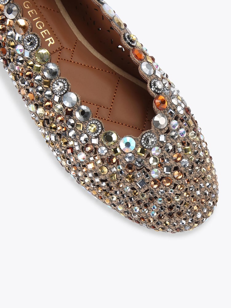Kurt Geiger London Cream Jewel Perf Ballerina Shoes - Image 5 of 5 Kurt Geiger London Cream Jewel Perf Ballerina Shoes - Image 5 of 5