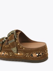 Kurt Geiger London Brown Western Buckle Platform Sandals - Image 4 of 5
