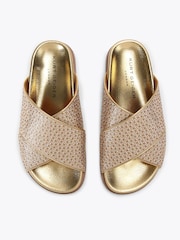 Kurt Geiger London Gold Fabric Footbed Sandals - Image 2 of 3