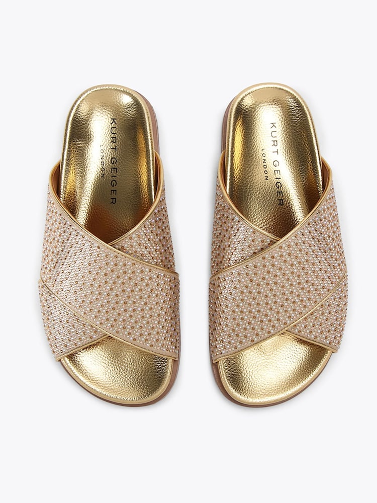 Kurt Geiger London Gold Fabric Footbed Sandals - Image 2 of 3
