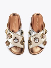 Kurt Geiger London Metallic Octavia Footbed Sandals - Image 2 of 4
