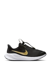 Nike Black/Gold Revolution 7 Easy On Running Trainers - Image 1 of 9