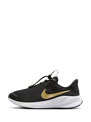 Nike Black/Gold Revolution 7 Easy On Running Trainers - Image 2 of 9