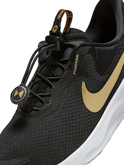 Nike Black/Gold Revolution 7 Easy On Running Trainers - Image 8 of 9