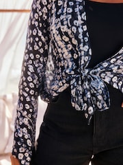 Navy Blue/Pewter Tie Front Kimono Cover-Up - Image 4 of 7