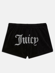 Черные велюровые шорты со стразами Juicy Couture - Изображение 3 из 6