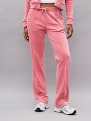 Juicy Couture Velour Straight Leg Trackpants With Diamante Branding - Image 1 of 4