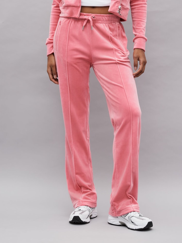 Juicy Couture Velour Straight Leg Trackpants With Diamante Branding - Image 1 of 4