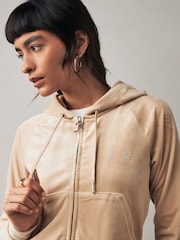 Juicy Couture Blue Velour Zip Through Hoodie With Diamante Branding - Image 4 of 4