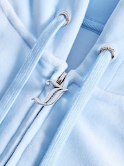 Juicy Couture Blue Velour Zip Through Hoodie With Diamante Branding - Image 12 of 12