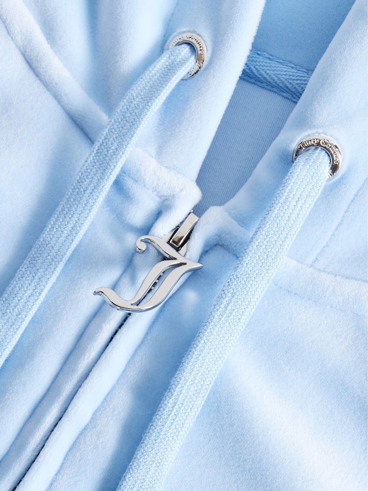 Juicy Couture Blue Velour Zip Through Hoodie With Diamante Branding - Image 12 of 12