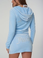 Juicy Couture Blue Velour Zip Through Hoodie With Diamante Branding - Image 4 of 12