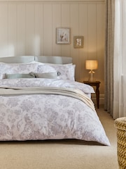 Grey Floral Duvet Cover and Pillowcase Set - Image 1 of 4