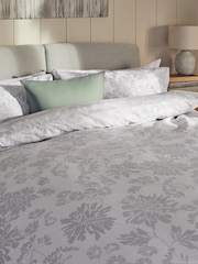 Grey Floral Duvet Cover and Pillowcase Set - Image 2 of 4