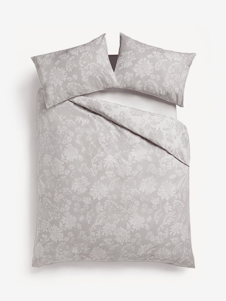 Grey Floral Duvet Cover and Pillowcase Set - Image 4 of 4
