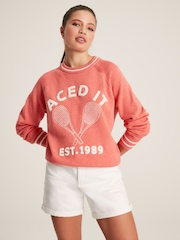 Joules Break Point Coral Knitted Tennis Jumper - Image 1 of 6