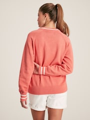 Joules Break Point Coral Knitted Tennis Jumper - Image 2 of 6