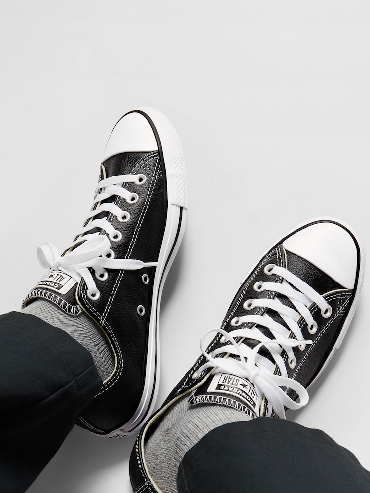 Converse Black Leather Chuck Taylor All Star Low Trainers - Image 1 of 21