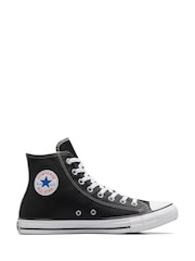 Converse Black Leather Chuck Taylor All Star High Top Trainers - Image 4 of 11