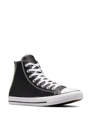 Converse Black Leather Chuck Taylor All Star High Top Trainers - Image 6 of 11
