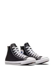 Converse Black Leather Chuck Taylor All Star High Top Trainers - Image 7 of 11