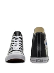 Converse Black Leather Chuck Taylor All Star High Top Trainers - Image 9 of 11