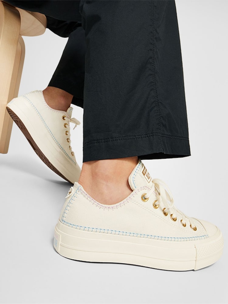 Converse Cream/White Chuck Taylor All Star Lift Trainers - Image 10 of 10