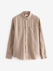 Neutral Standard Collar Signature 100% Linen Long Sleeve Shirt - Image 6 of 8