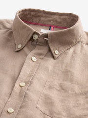 Neutral Standard Collar Signature 100% Linen Long Sleeve Shirt - Image 7 of 8