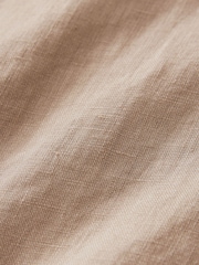 Neutral Grandad Collar Signature 100% Linen Long Sleeve Shirt - Image 8 of 8
