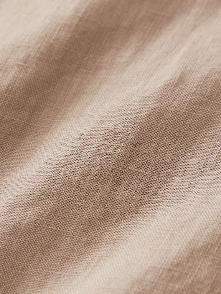 Neutral Grandad Collar Signature 100% Linen Long Sleeve Shirt - Image 8 of 8