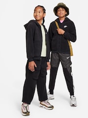 Nike Black/Grey Club Fleece Winterized Zip Through Cosy Borg Hoodie - Image 2 of 5