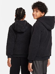 Nike Black/Grey Club Fleece Winterized Zip Through Cosy Borg Hoodie - Image 3 of 5