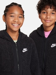 Nike Black/Grey Club Fleece Winterized Zip Through Cosy Borg Hoodie - Image 4 of 5