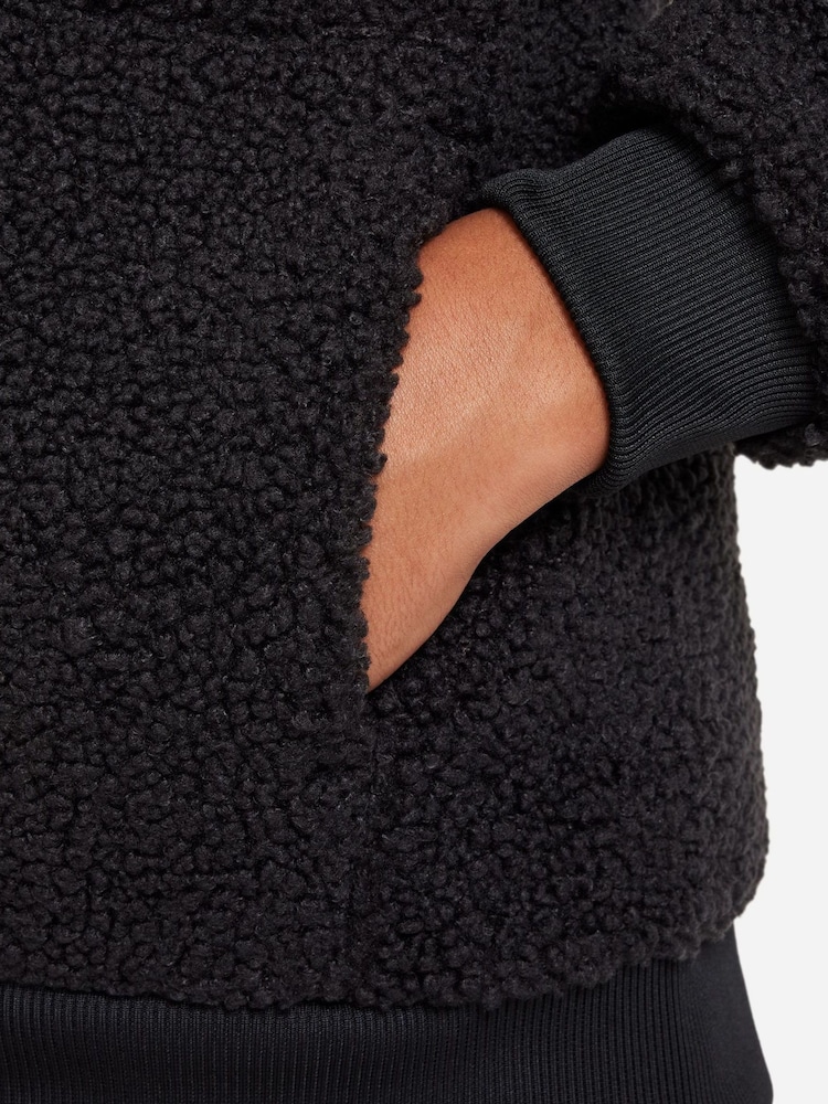 Nike Black/Grey Club Fleece Winterized Zip Through Cosy Borg Hoodie - Image 5 of 5
