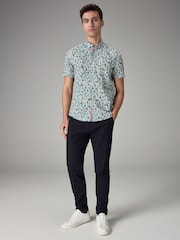 Multicolour Linen Blend Floral Short Sleeve Shirt - Image 3 of 8