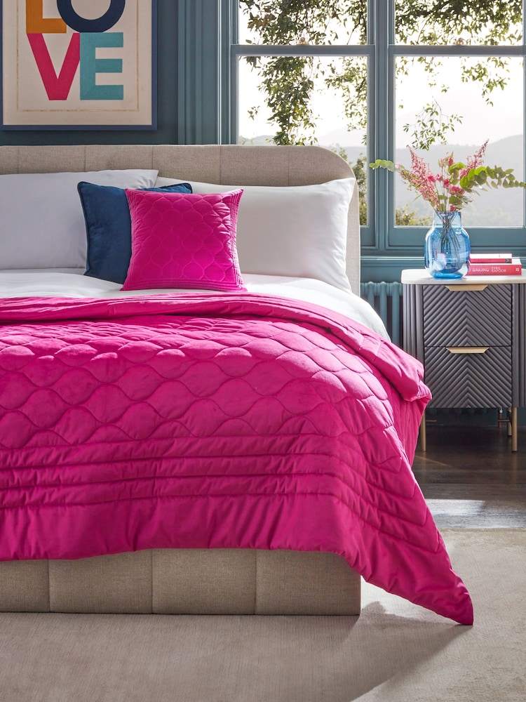 Fuchsia Pink Ogee Quilted Bedspread - Image 1 of 2