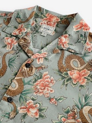 Green Printed Short Sleeve Shirt With Cuban Collar - Image 6 of 7