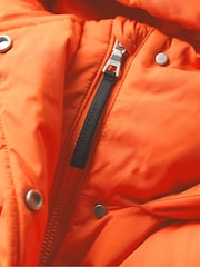 Superdry Orange Maxi Hooded Puffer Coat - Image 1 of 5