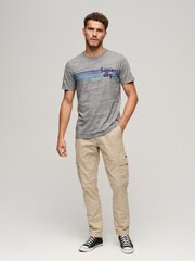 Superdry Grey Terrain Striped Logo T-Shirt - Image 3 of 6